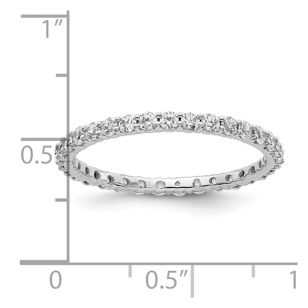 14k White Gold Polished Size 9 Shared Prong 1 carat Diamond Complete Eternity Band