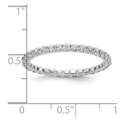 14k White Gold Polished Size 9 Shared Prong 1 carat Diamond Complete Eternity Band