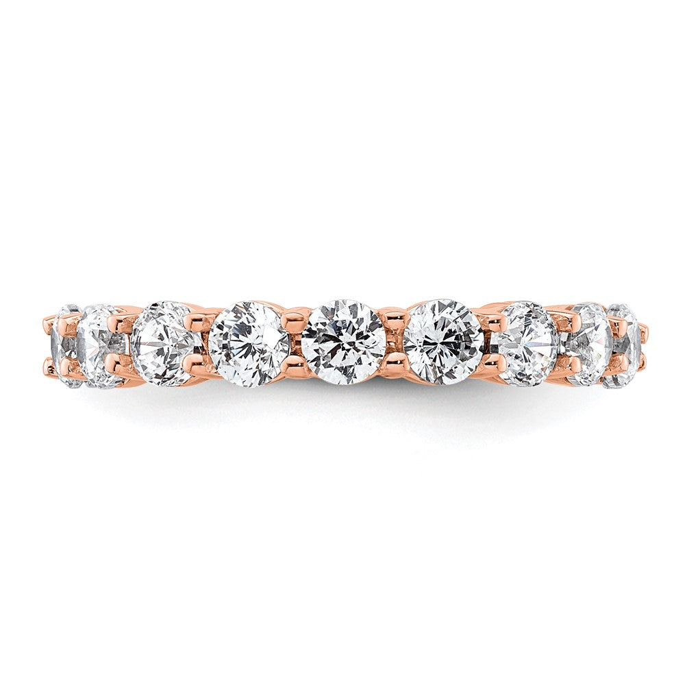 14k Rose Gold Polished Size 4 Shared Prong 2 carat Diamond Complete Eternity Band