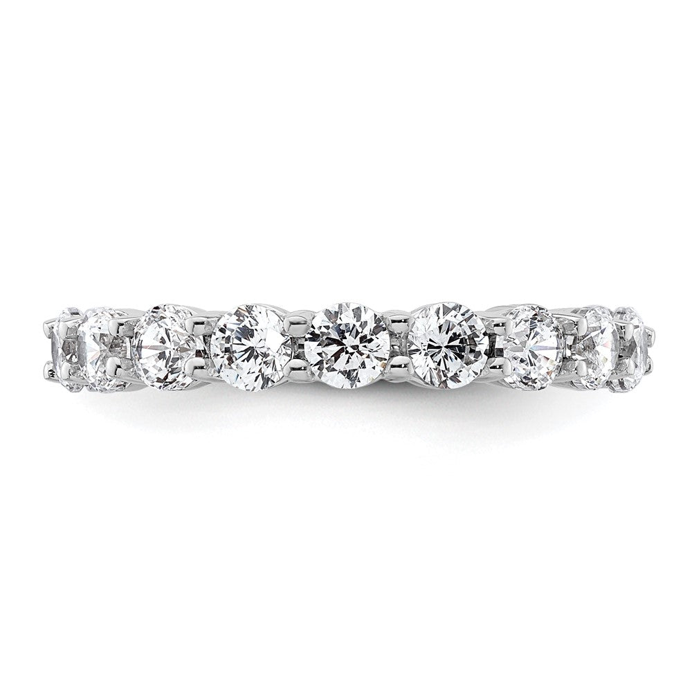 14k White Gold Polished Size 4.5 Shared Prong 2 carat Diamond Complete Eternity Band