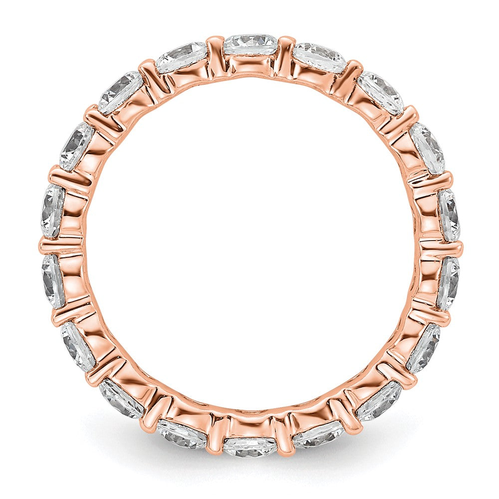 14k Rose Gold Polished Size 5.5 Shared Prong 2 carat Diamond Complete Eternity Band