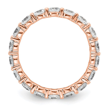 14k Rose Gold Polished Size 5.5 Shared Prong 2 carat Diamond Complete Eternity Band