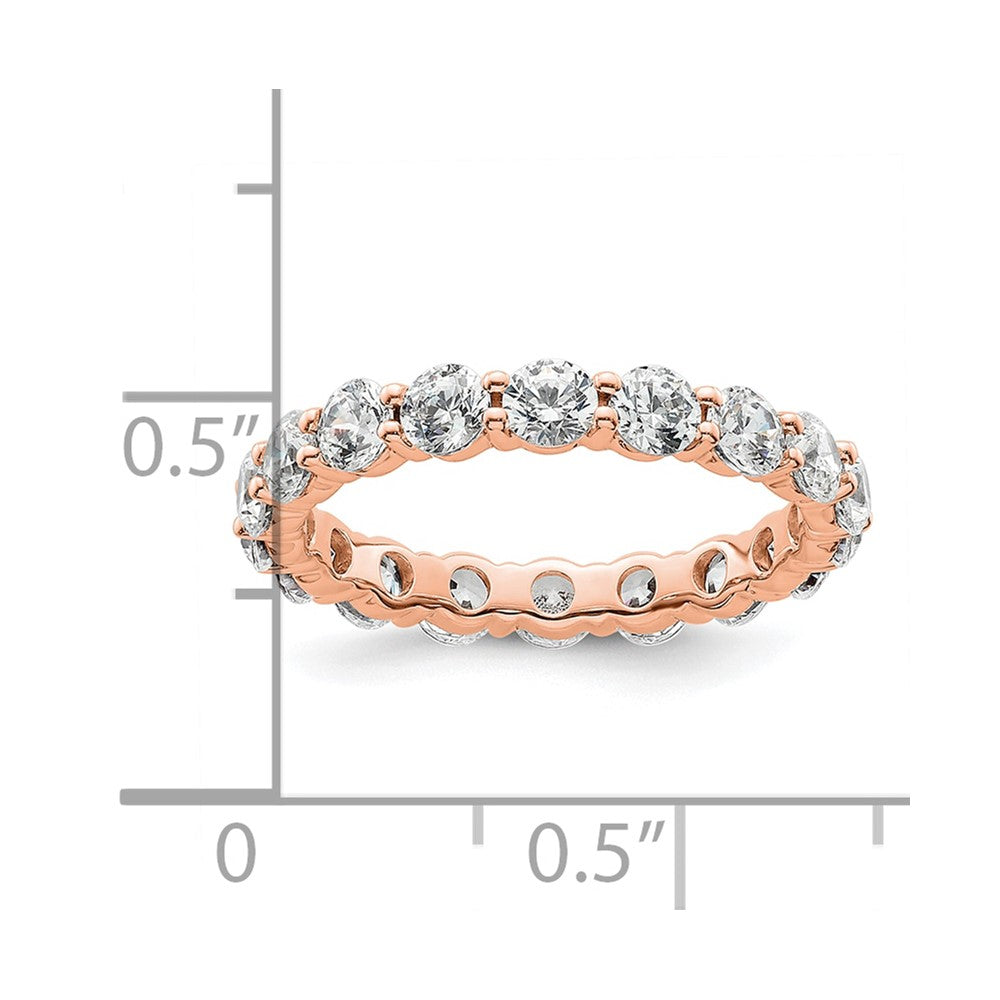 14k Rose Gold Polished Size 5.5 Shared Prong 2 carat Diamond Complete Eternity Band