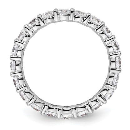 14k White Gold Polished Size 6 Shared Prong 2 carat Diamond Complete Eternity Band