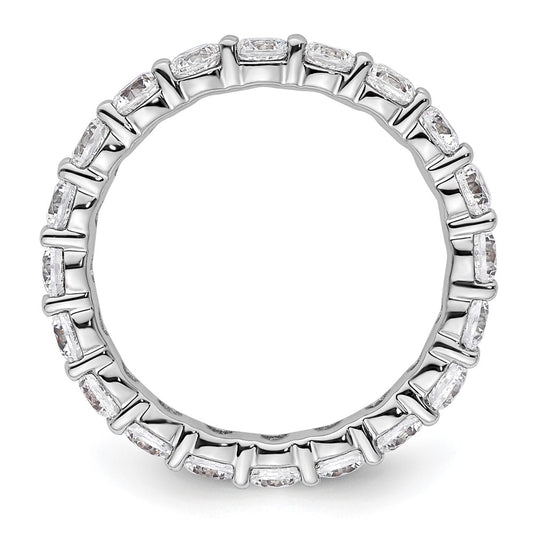 14k White Gold Polished Size 6 Shared Prong 2 carat Diamond Complete Eternity Band