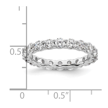 14k White Gold Polished Size 6.5 Shared Prong 2 carat Diamond Complete Eternity Band