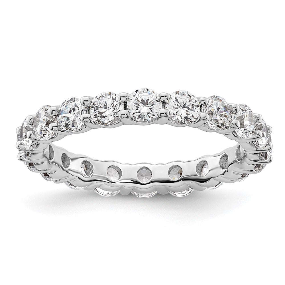 14k White Gold Polished Size 6 Shared Prong 2 carat Diamond Complete Eternity Band
