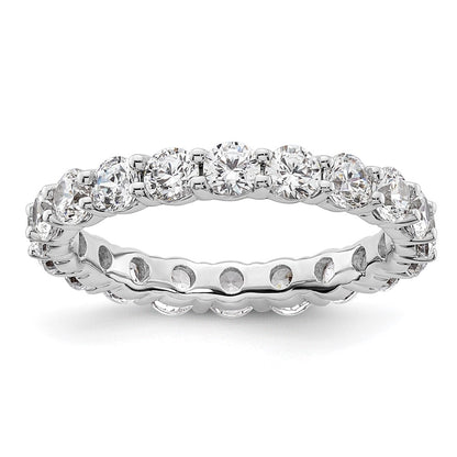 14k White Gold Polished Size 6 Shared Prong 2 carat Diamond Complete Eternity Band