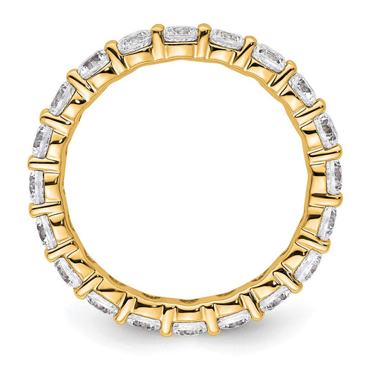 14k Polished Size 6 Shared Prong 2 carat Diamond Complete Eternity Band