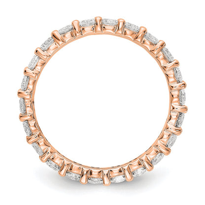 14k Rose Gold Polished Size 7.5 Shared Prong 2 carat Diamond Complete Eternity Band