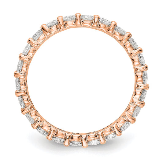 14k Rose Gold Polished Size 7.5 Shared Prong 2 carat Diamond Complete Eternity Band