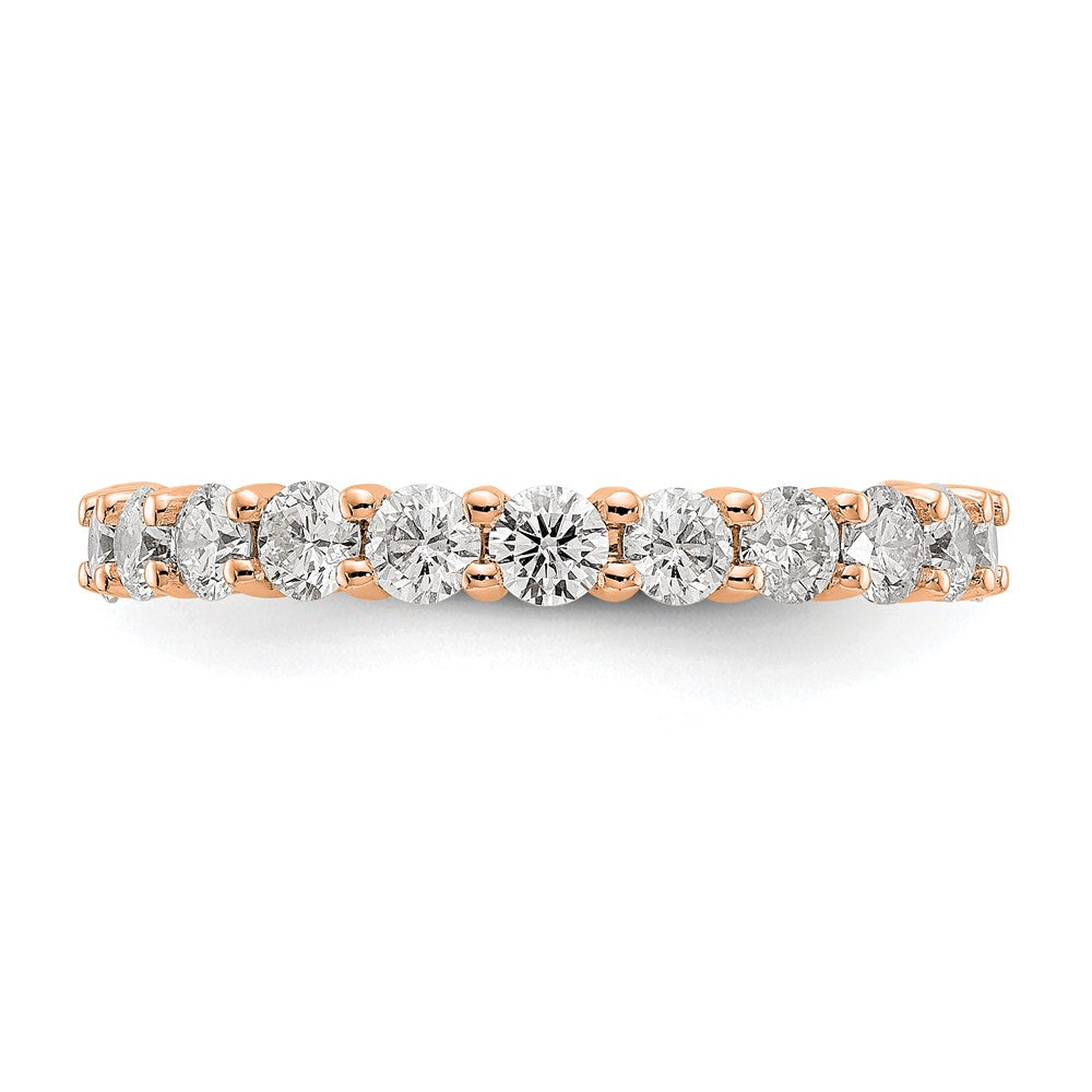 14k Rose Gold Polished Size 7.5 Shared Prong 2 carat Diamond Complete Eternity Band