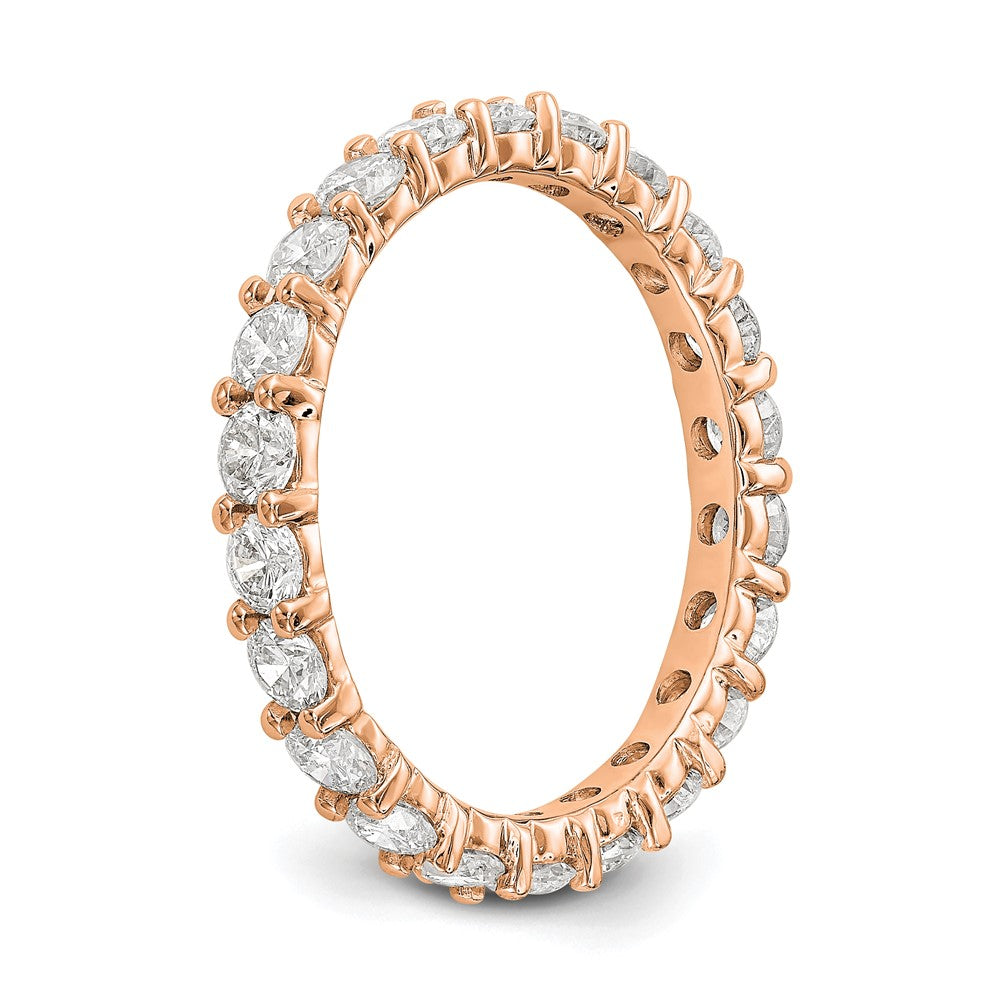14k Rose Gold Polished Size 7 Shared Prong 2 carat Diamond Complete Eternity Band