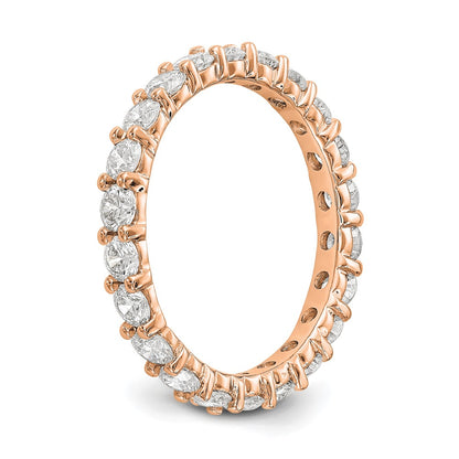 14k Rose Gold Polished Size 7 Shared Prong 2 carat Diamond Complete Eternity Band