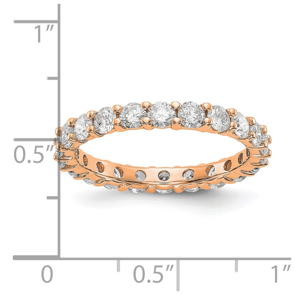 14k Rose Gold Polished Size 7 Shared Prong 2 carat Diamond Complete Eternity Band