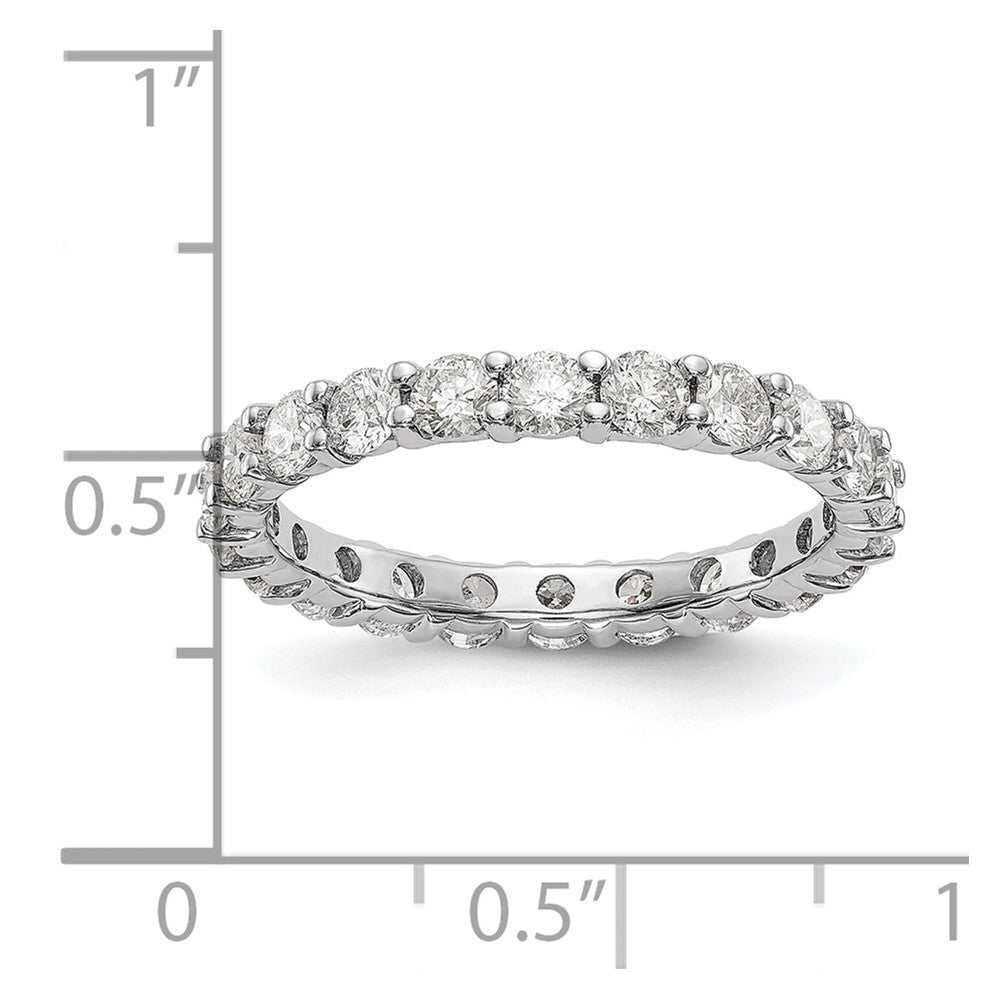 14k White Gold Polished Size 7 Shared Prong 2 carat Diamond Complete Eternity Band