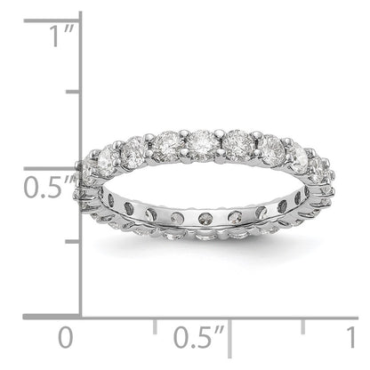 14k White Gold Polished Size 7 Shared Prong 2 carat Diamond Complete Eternity Band