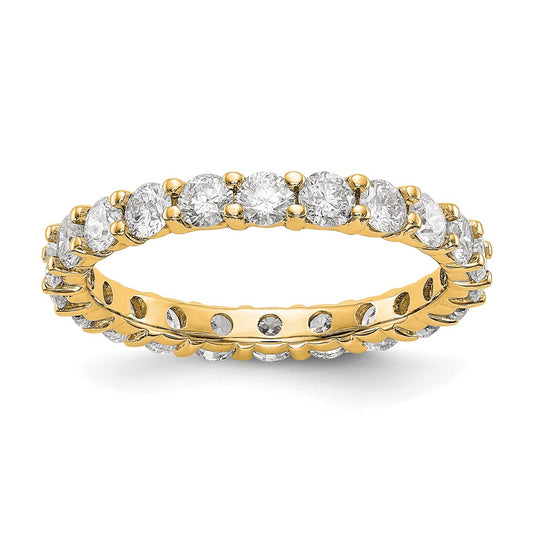 14k Polished Size 7 Shared Prong 2 carat Diamond Complete Eternity Band