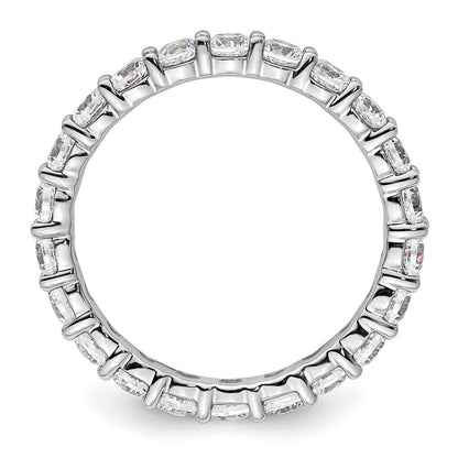 14k White Gold Polished Size 8 Shared Prong 2 carat Diamond Complete Eternity Band