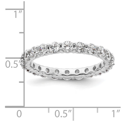 14k White Gold Polished Size 8.5 Shared Prong 2 carat Diamond Complete Eternity Band