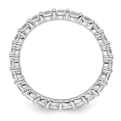 14k White Gold Polished Size 9 Shared Prong 2 carat Diamond Complete Eternity Band