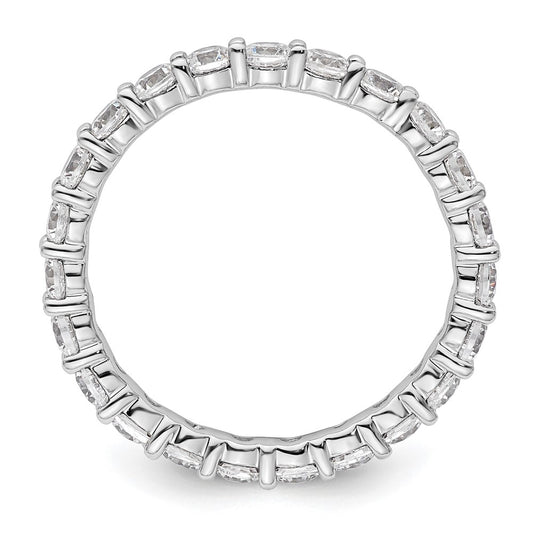 14k White Gold Polished Size 9 Shared Prong 2 carat Diamond Complete Eternity Band