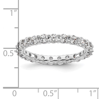 14k White Gold Polished Size 9 Shared Prong 2 carat Diamond Complete Eternity Band