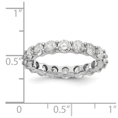 14k White Gold Polished Size 7 Shared Prong 3 carat Diamond Complete Eternity Band