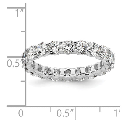 14k White Gold Polished Size 8.5 Shared Prong 3 carat Diamond Complete Eternity Band