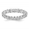 14k White Gold Polished Size 8.5 Shared Prong 3 carat Diamond Complete Eternity Band