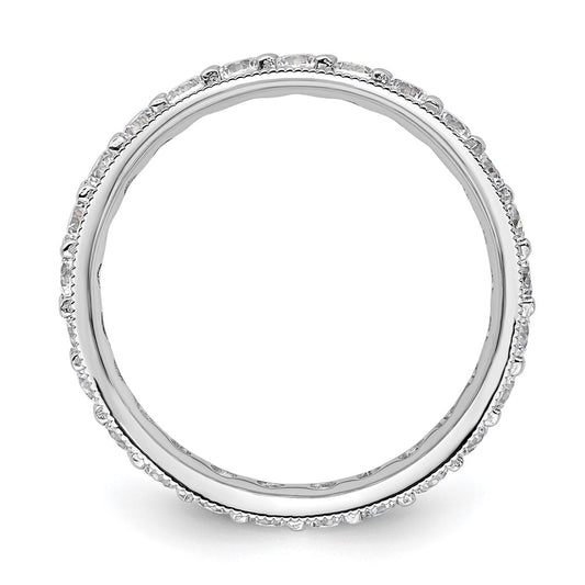 14k White Gold Polished Size 5.5 Vintage 1 carat Diamond Complete Eternity Band