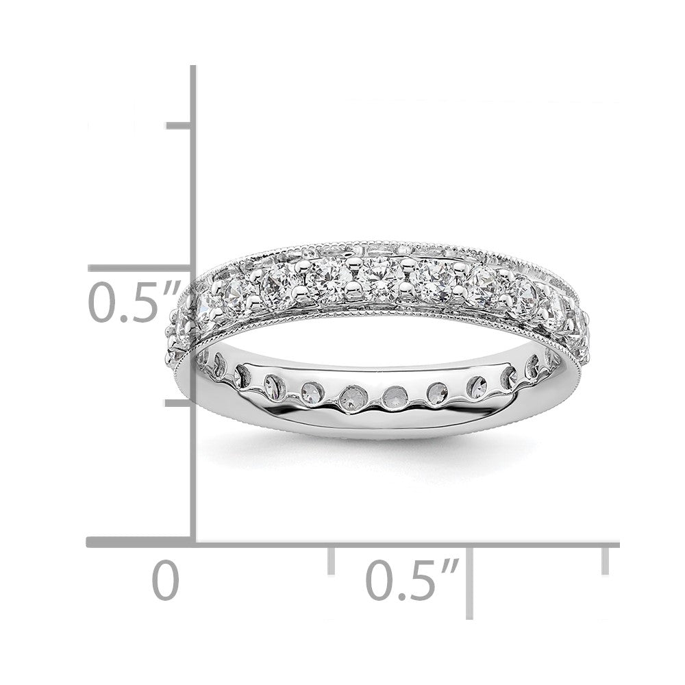 14k White Gold Polished Size 5.5 Vintage 1 carat Diamond Complete Eternity Band