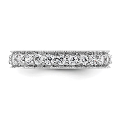14k White Gold Polished Size 6 Vintage 1 carat Diamond Complete Eternity Band