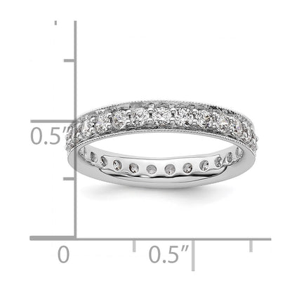 14k White Gold Polished Size 6 Vintage 1 carat Diamond Complete Eternity Band