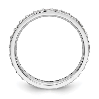 14k White Gold Polished Size 7 Vintage 1 carat Diamond Complete Eternity Band