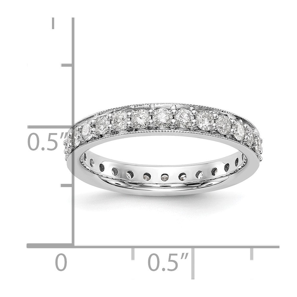 14k White Gold Polished Size 7 Vintage 1 carat Diamond Complete Eternity Band