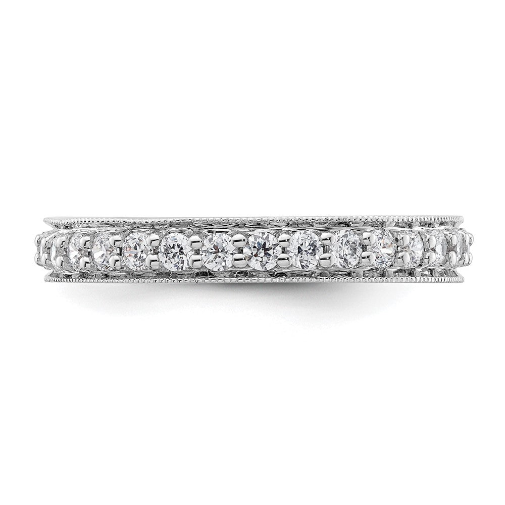 14k White Gold Polished Size 8 Vintage 1 carat Diamond Complete Eternity Band