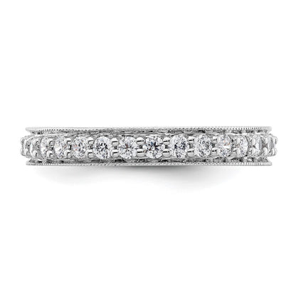 14k White Gold Polished Size 8 Vintage 1 carat Diamond Complete Eternity Band