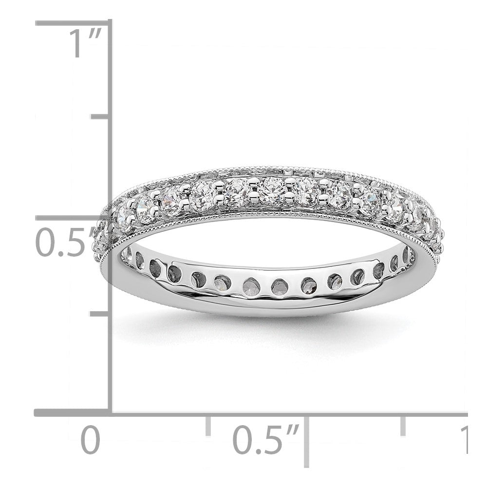 14k White Gold Polished Size 8 Vintage 1 carat Diamond Complete Eternity Band
