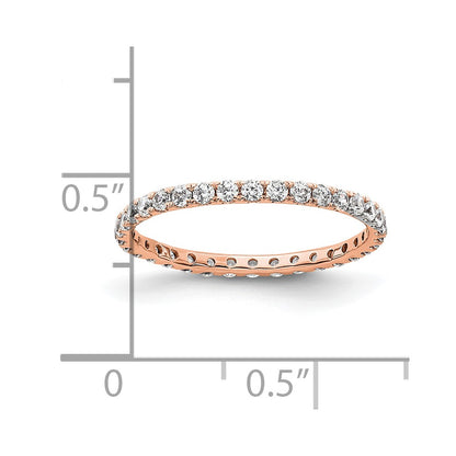 14k Rose Gold Polished Size 5.5 U-Shared Prong 1/2 carat Diamond Complete Eternity Band