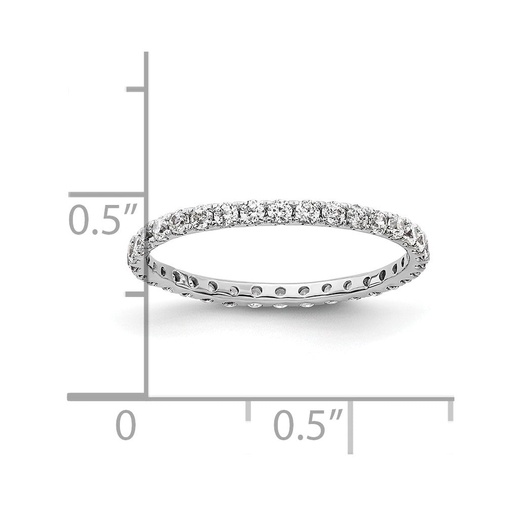 14k White Gold Polished Size 5.5 U-Shared Prong 1/2 carat Diamond Complete Eternity Band