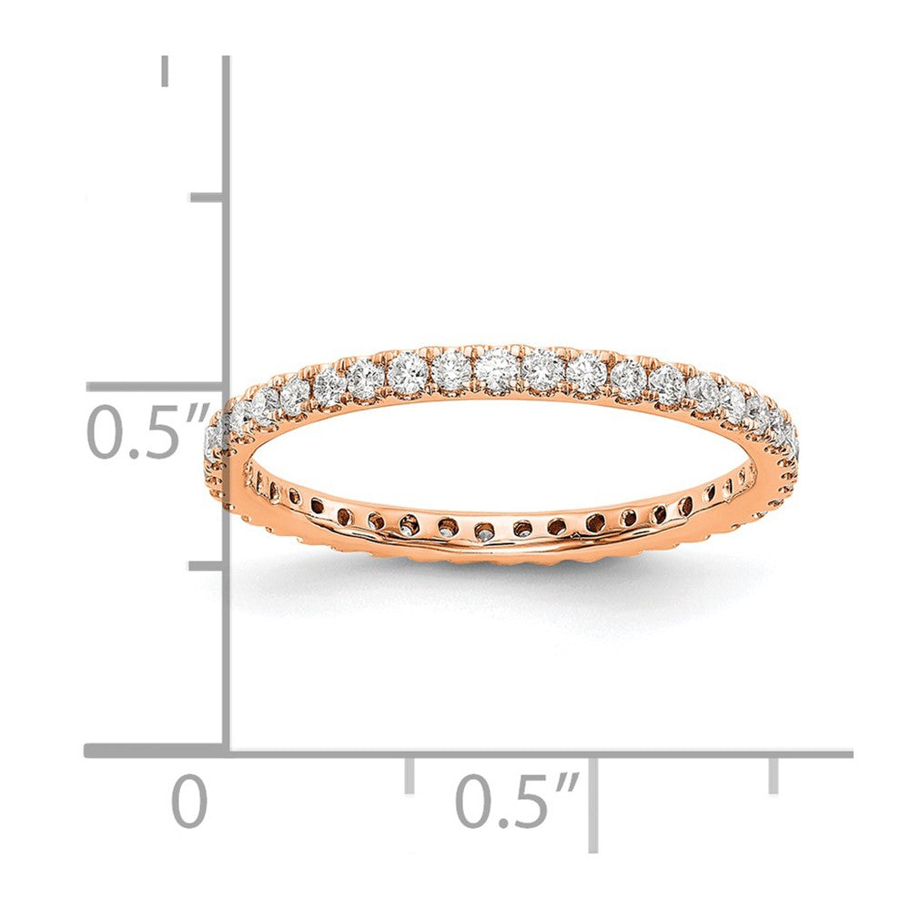 14k Rose Gold 1/2 carat Lab Grown Diamond VS/SI+ G+ Complete Size 6 Shared Prong Eternity Band