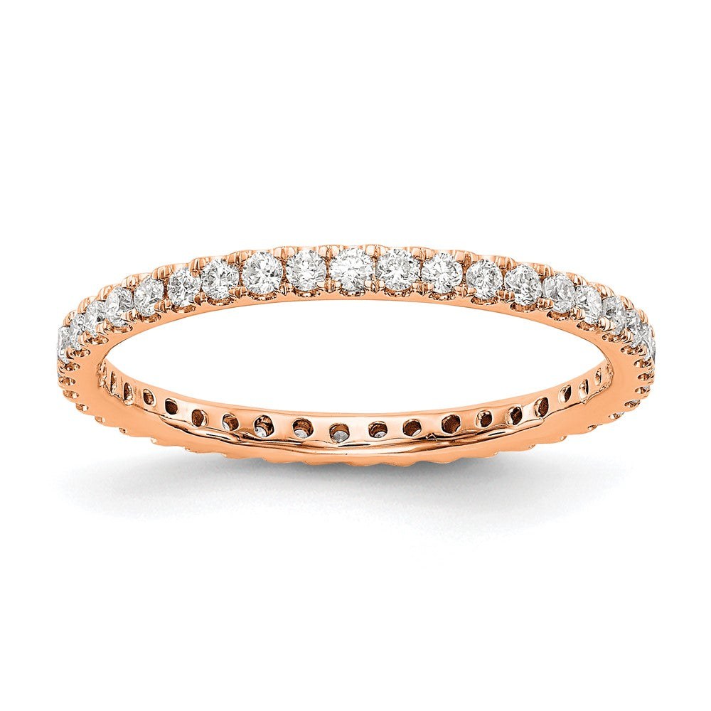 14k Rose Gold 1/2 carat Lab Grown Diamond VS/SI+ G+ Complete Size 6 Shared Prong Eternity Band