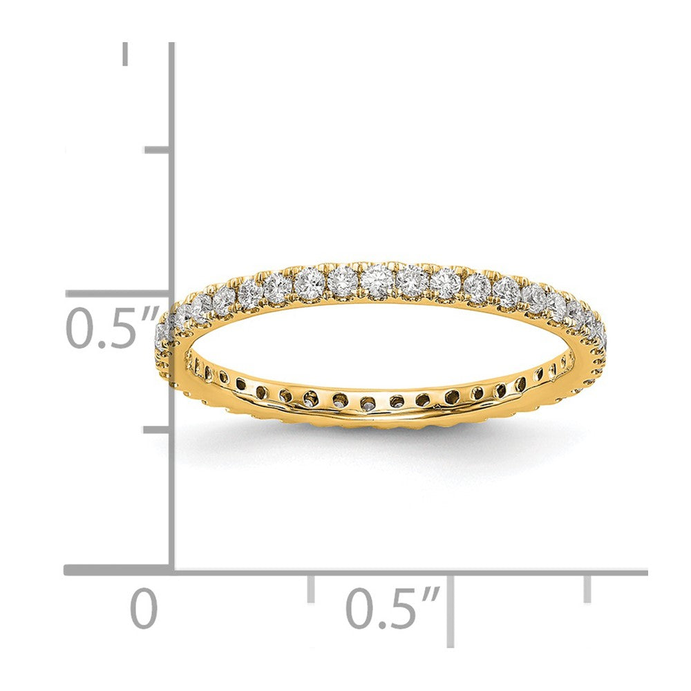 14k Polished Size 7.5 U-Shared Prong 1/2 carat Diamond Complete Eternity Band