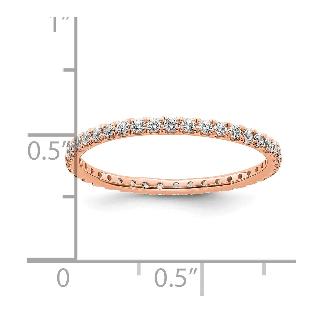 14k Rose Gold Polished Size 8 U-Shared Prong 1/2 carat Diamond Complete Eternity Band