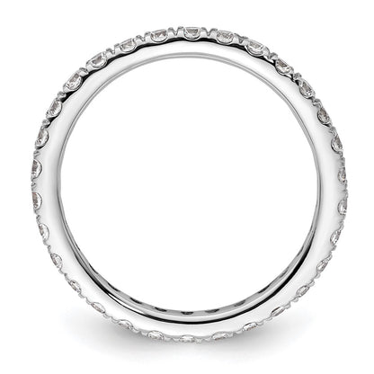 14k White Gold Polished Size 8.5 U-Shared Prong 1 carat Diamond Complete Eternity Band