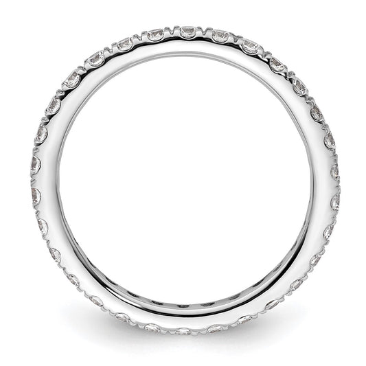 14k White Gold Polished Size 8.5 U-Shared Prong 1 carat Diamond Complete Eternity Band