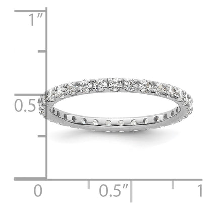 14k White Gold Polished Size 9 U-Shared Prong 1 carat Diamond Complete Eternity Band