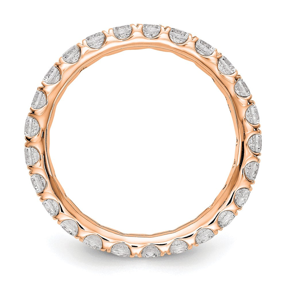 14k Rose Gold 1 1/2 carat Lab Grown Diamond VS/SI+ G+ Complete Size 5 Shared Prong Eternity Band