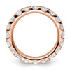 14k Rose Gold Polished Size 5 U-Shared Prong 2 carat Diamond Complete Eternity Band